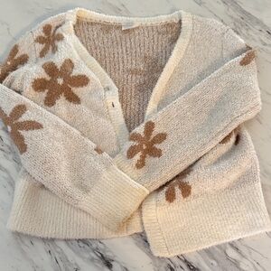 Abercrombie Kids Cream and Brown Cardigan